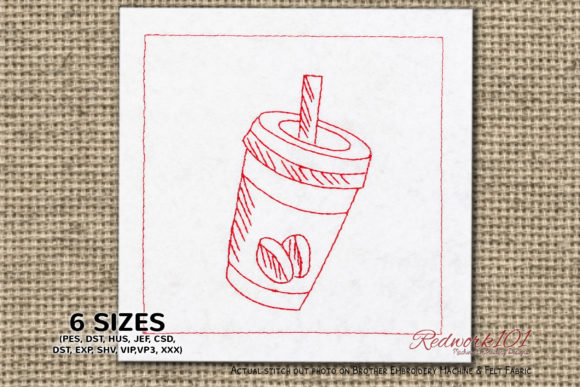 Coffee Cup with Straw: A Redwork Holiday Essential